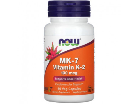 MK-7 Vitamin K-2 Extra Strength 100 мкг NOW (60 вег капсул)